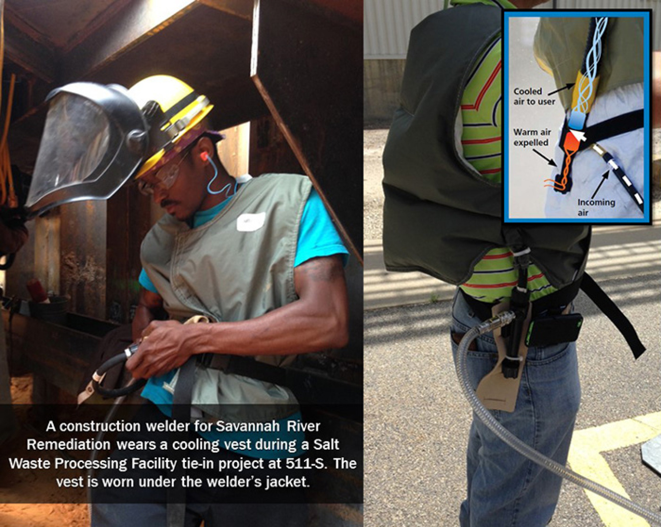 Cooling vests keep workers safe in hot conditions at the site’s Defense Waste Processing Facility.