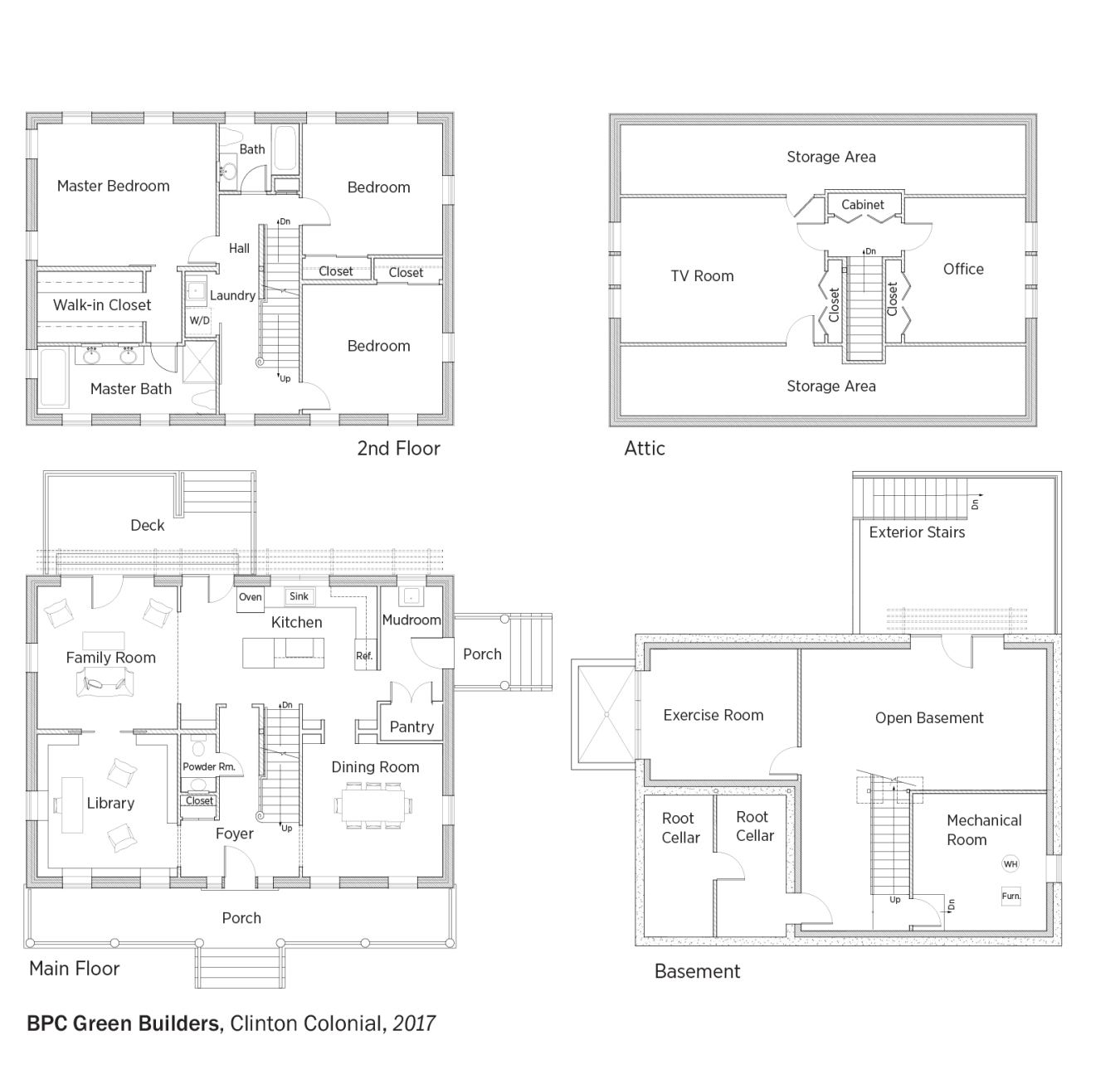 Floorplans for Clinton Colonial by BPC Green Builders.