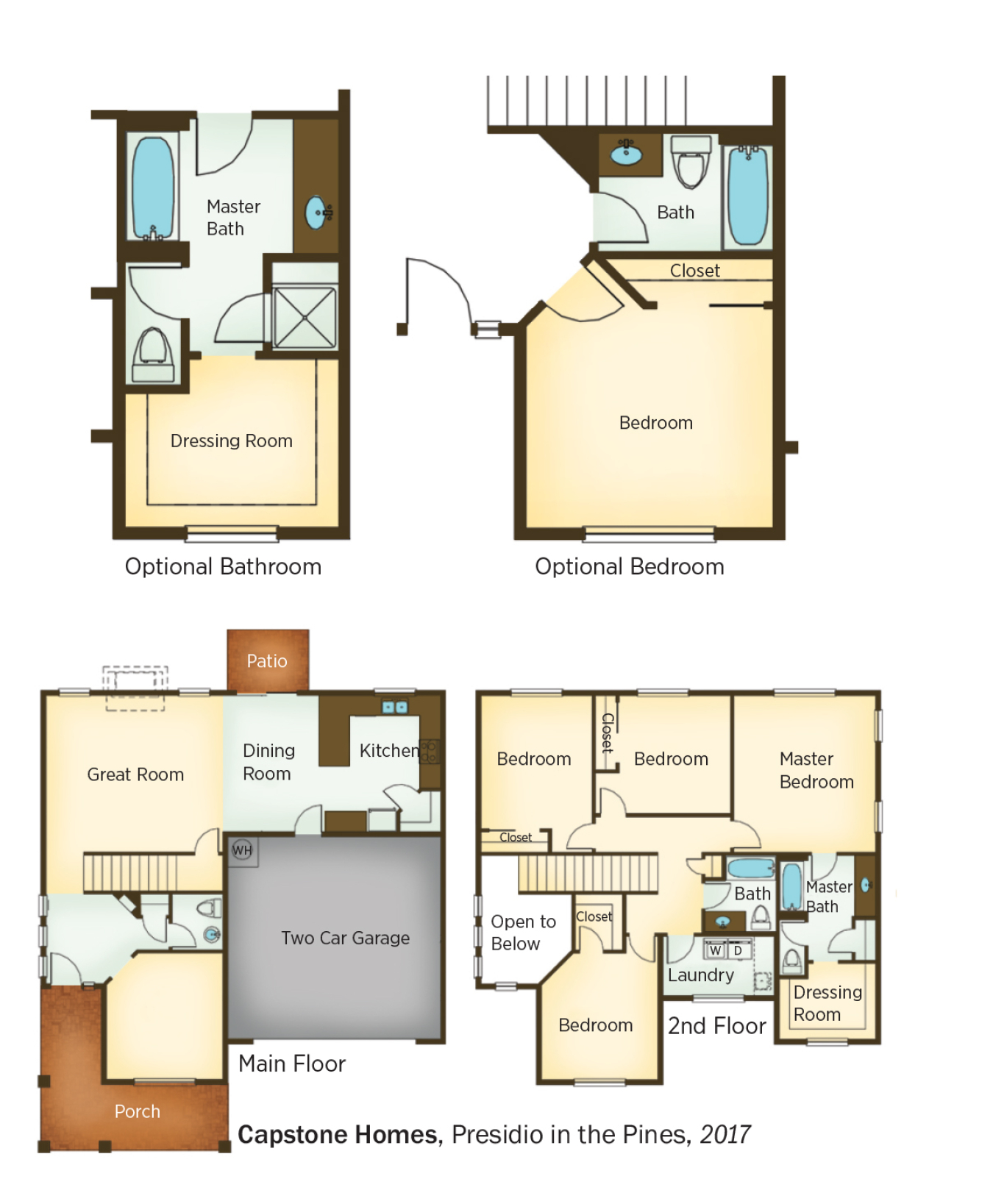 Floorplans for Presidio in the Pines by Capstone Homes.