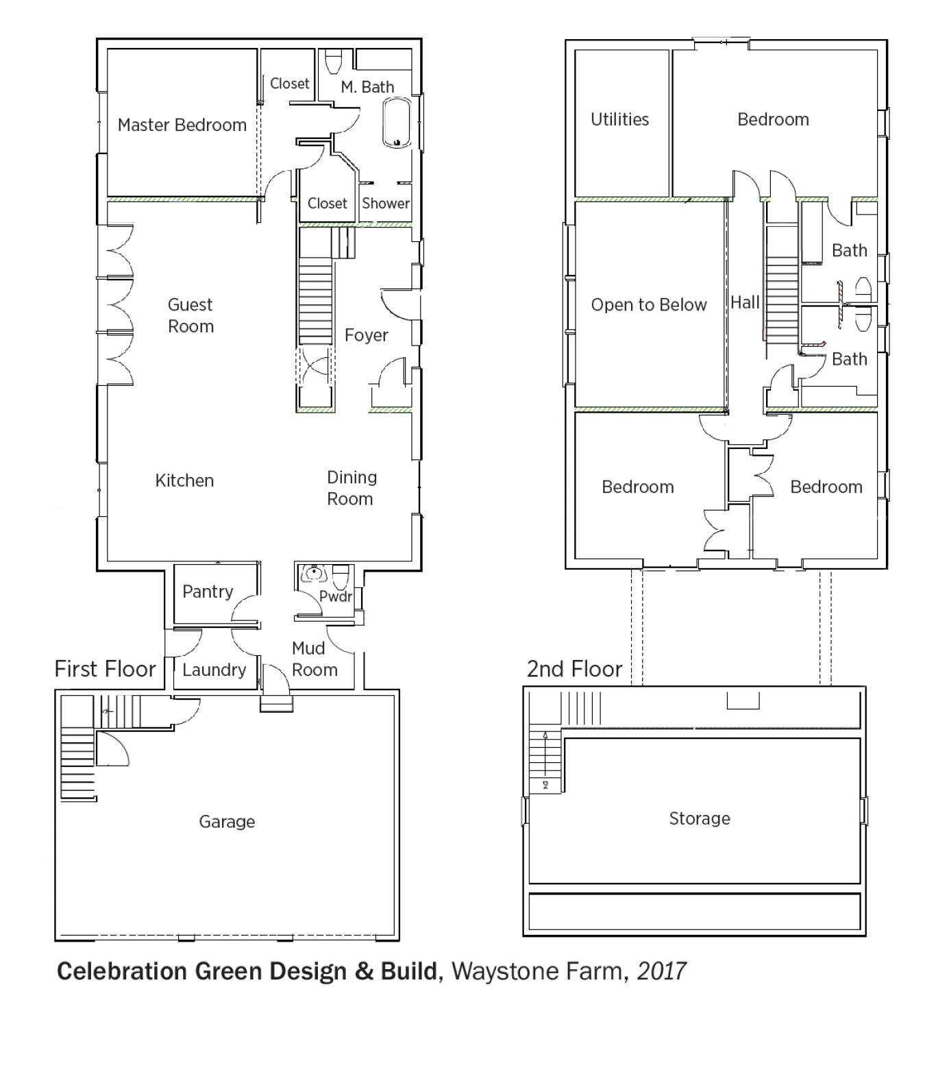 Floorplans for WayStone Farm by Celebration Green Design and Build.