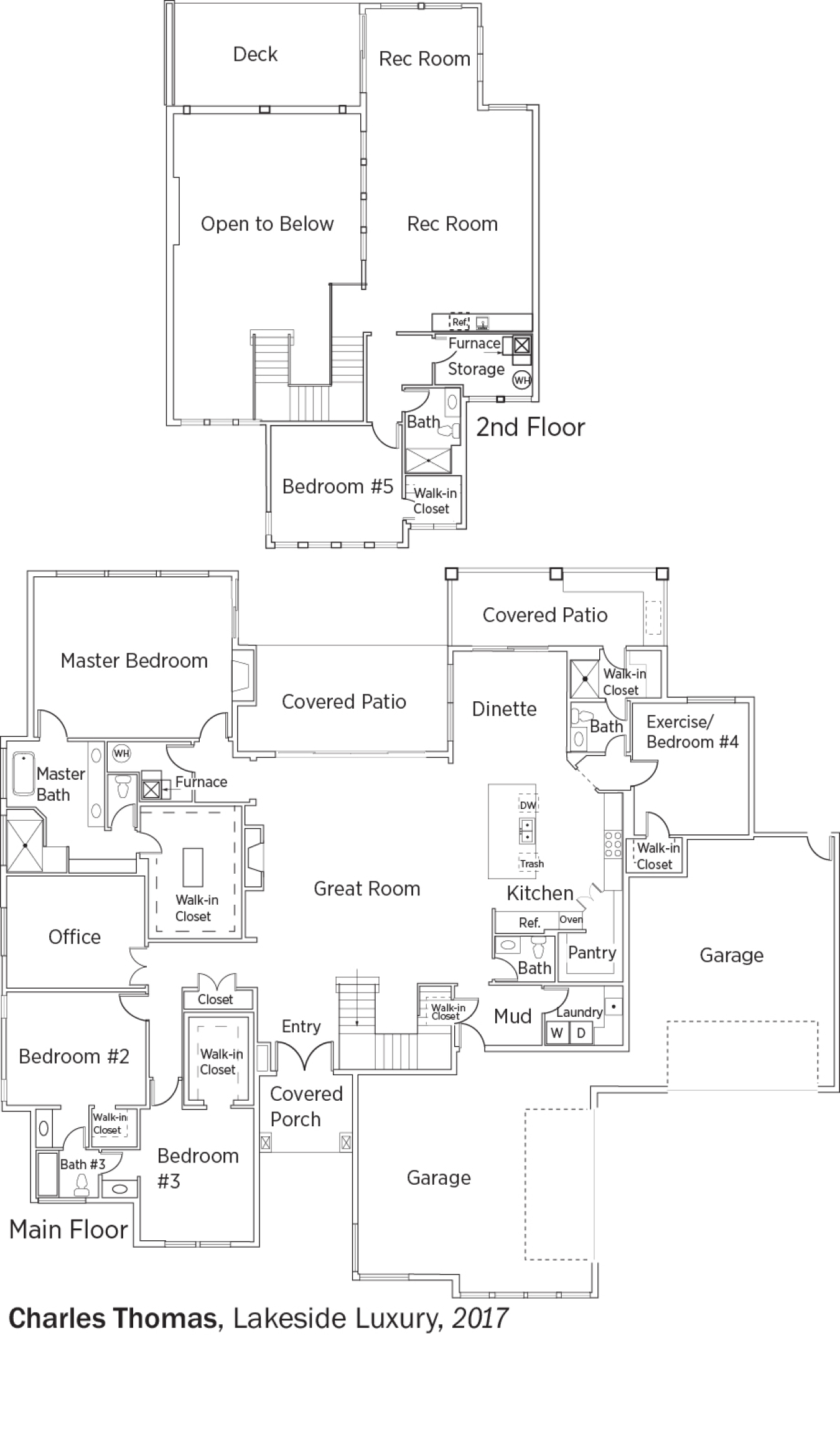 Floorplans for Lakeside Luxury by Charles Thomas Homes.