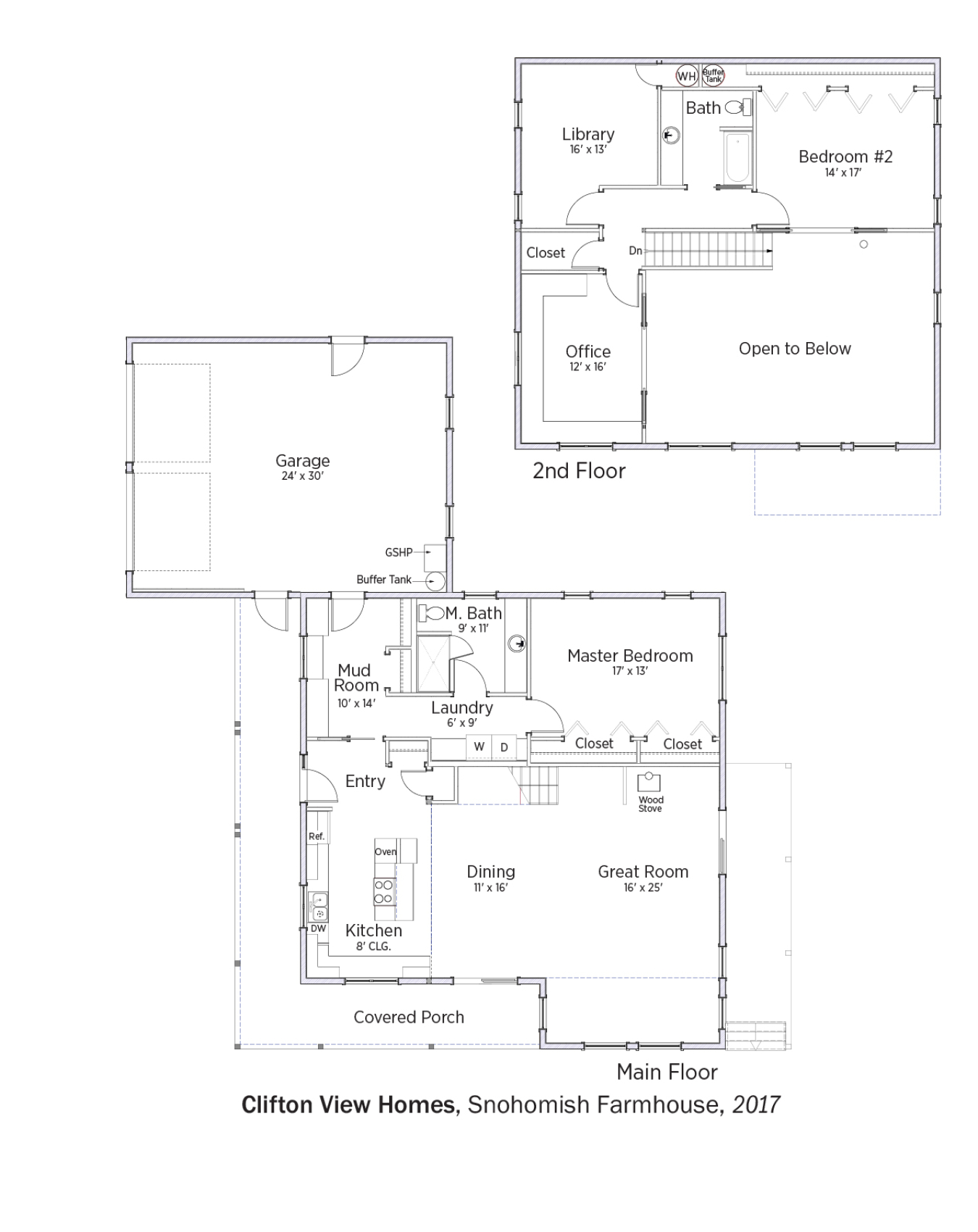 Floorplans for Snohomish Farmhouse by Clifton View Homes.