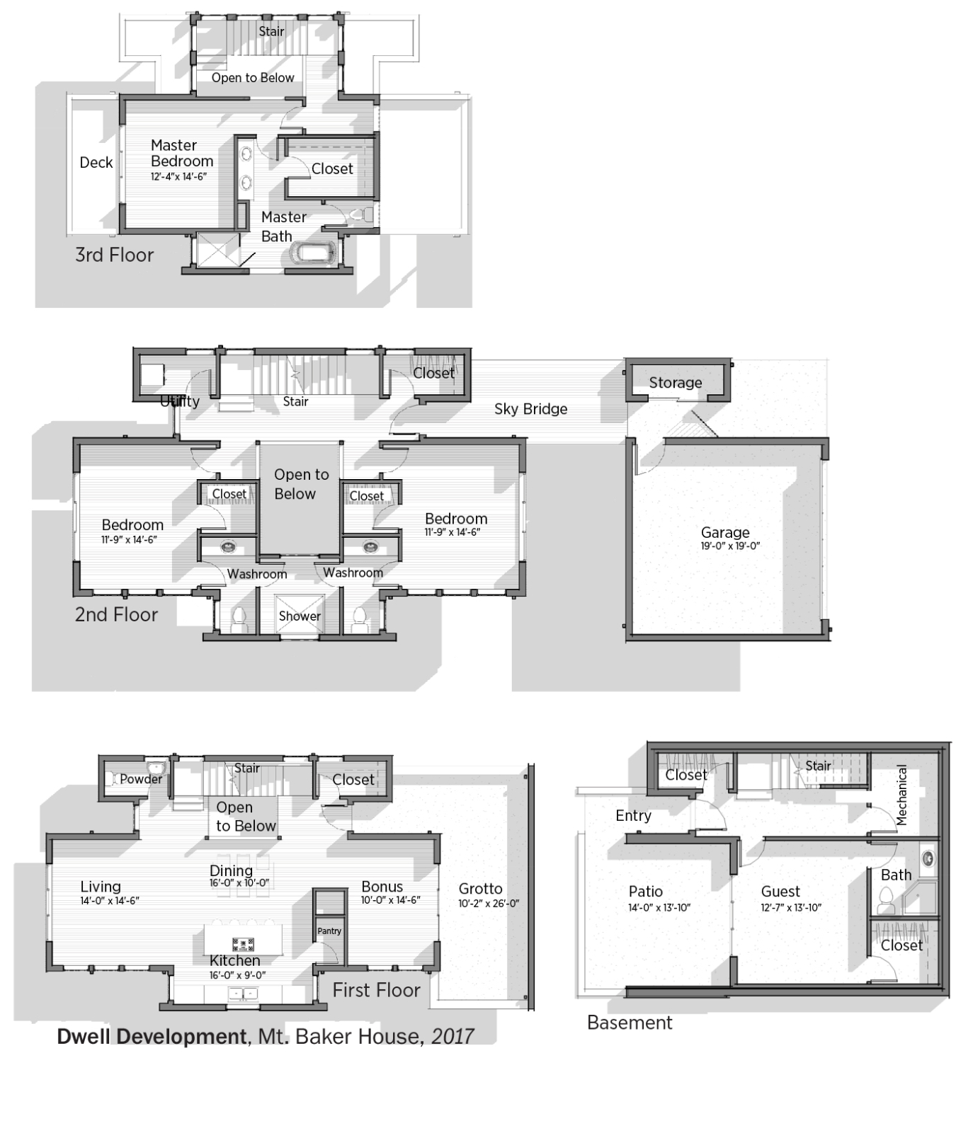 Floorplans for Mt. Baker House by Dwell Development.