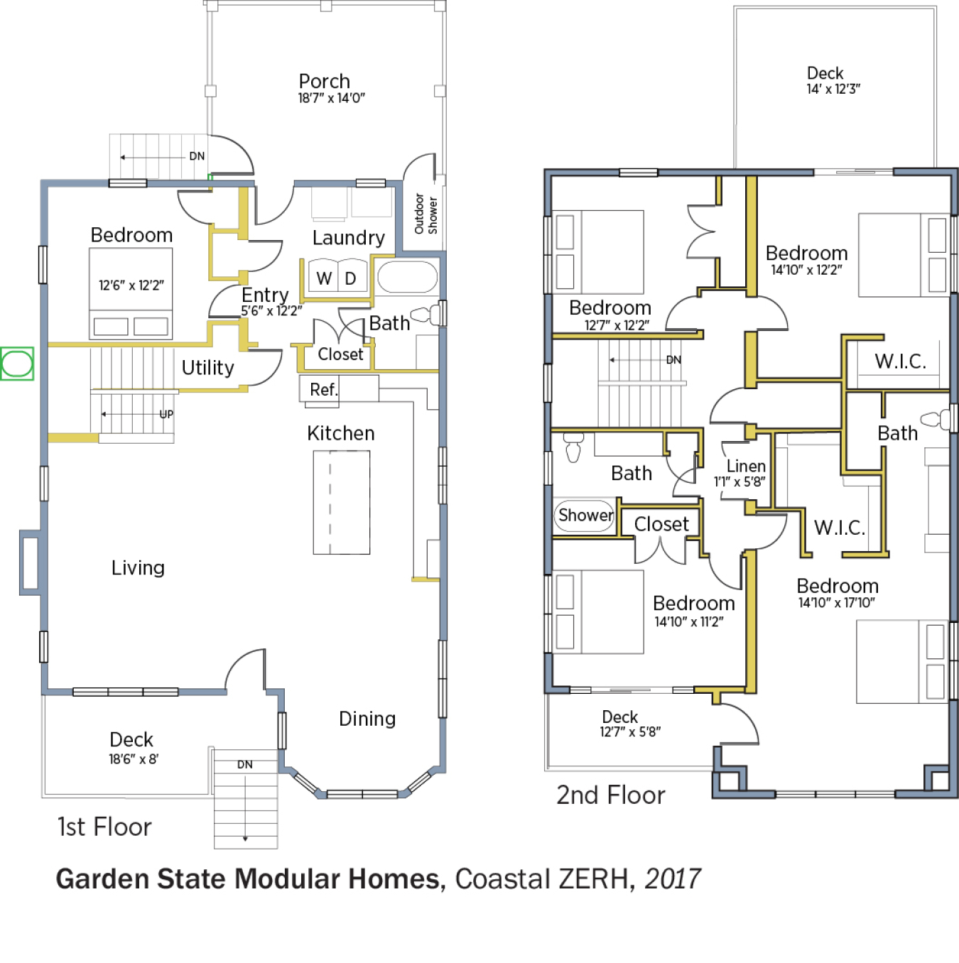 Floorplans for Coastal ZERH by Garden State Modular Homes.