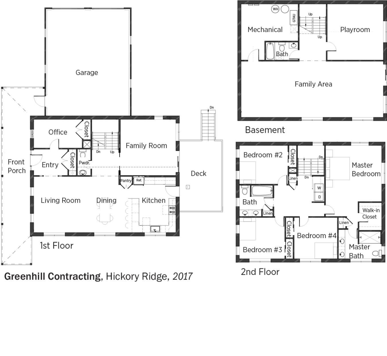 Floorplans for Hickory Ridge by Greenhill Contracting.