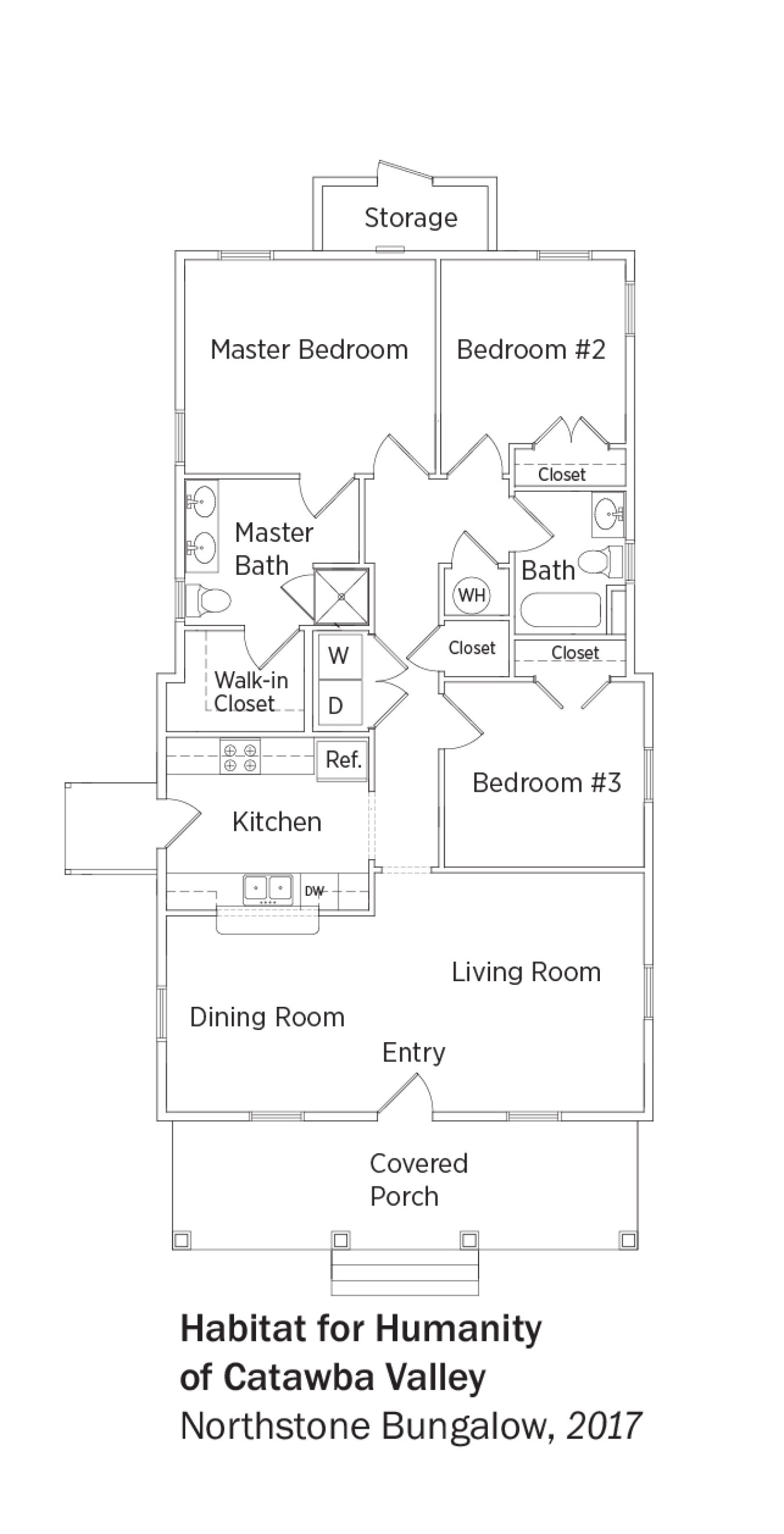 Floorplans for Northstone Bungalow by Habitat for Humanity of Catawba Valley.