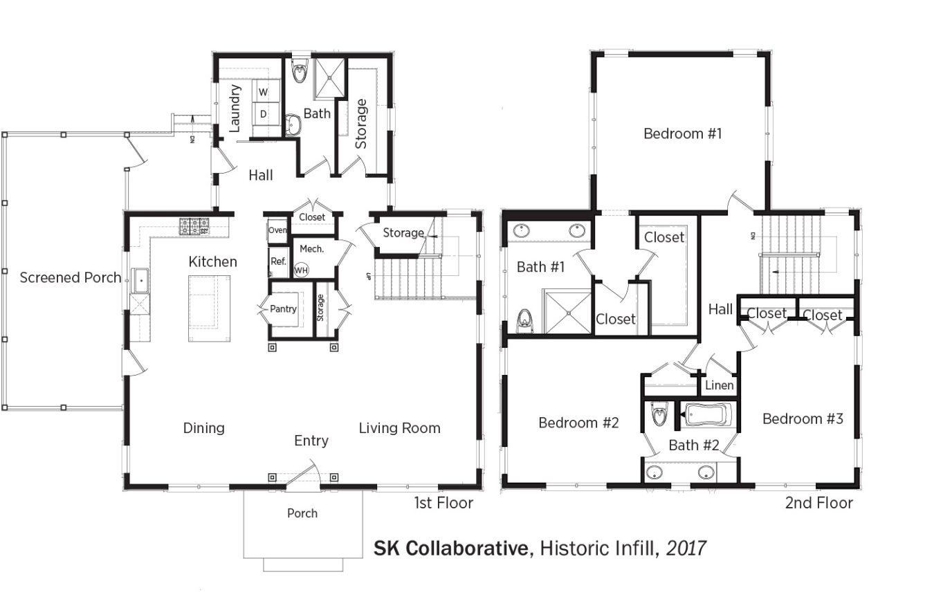 Floorplans for Historic Infill by SK Collaborative.