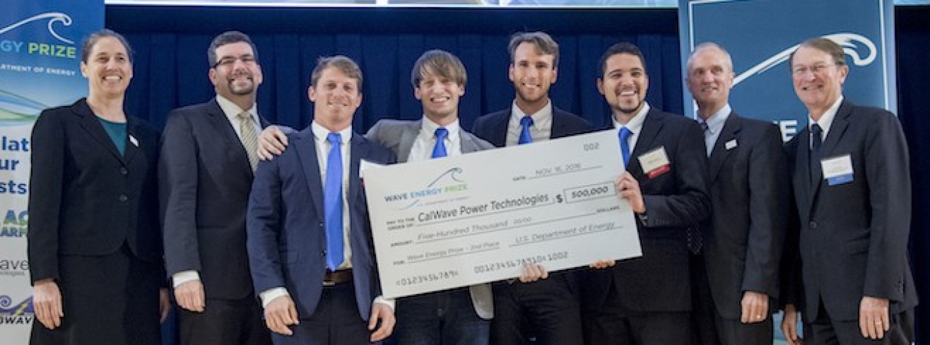 Calwave Power Technologies receiving their award at Wave Energy Prize Technology Showcase