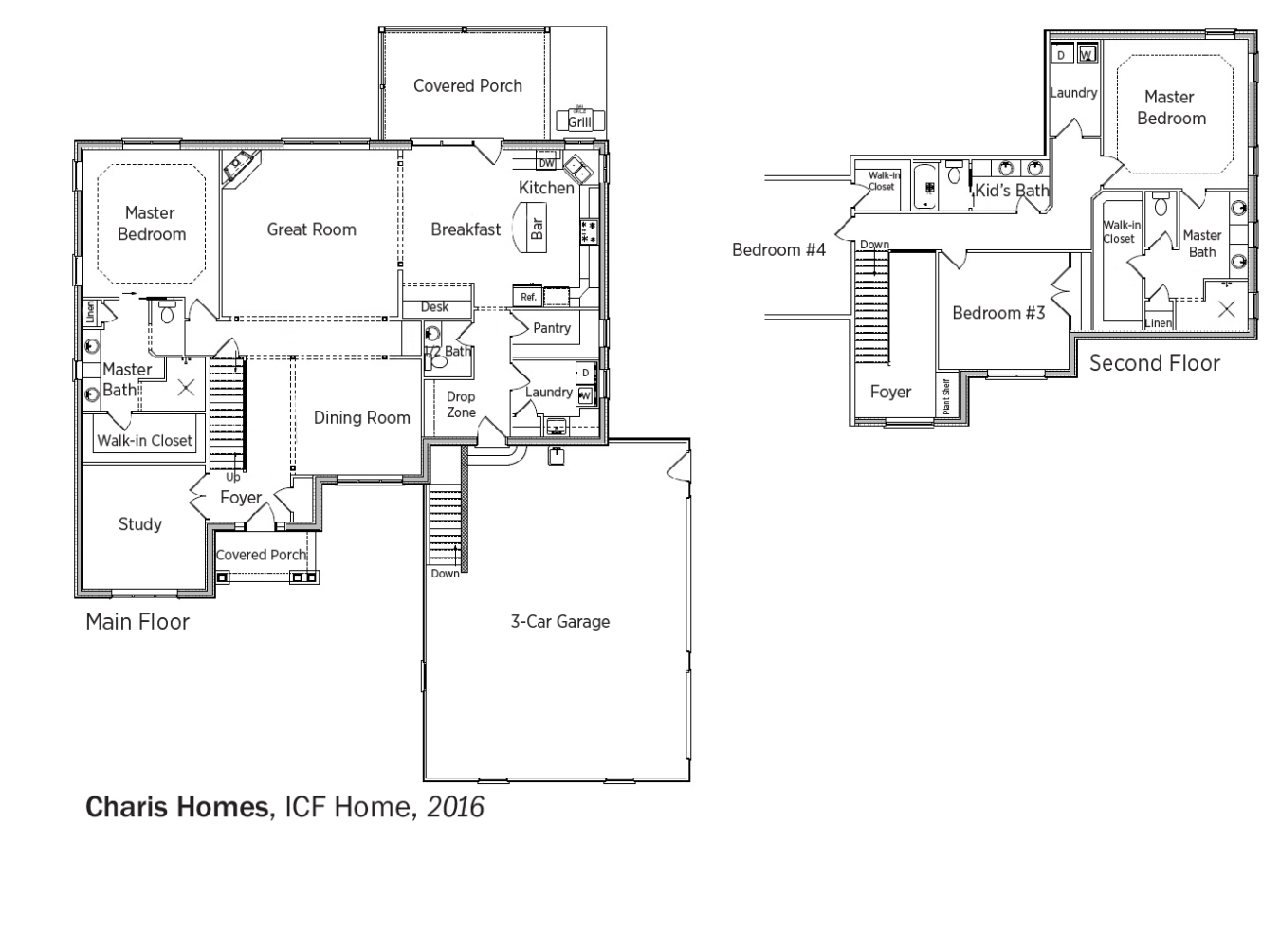 DOE Tour of Zero: ICF Home by Charis Homes floorplans.