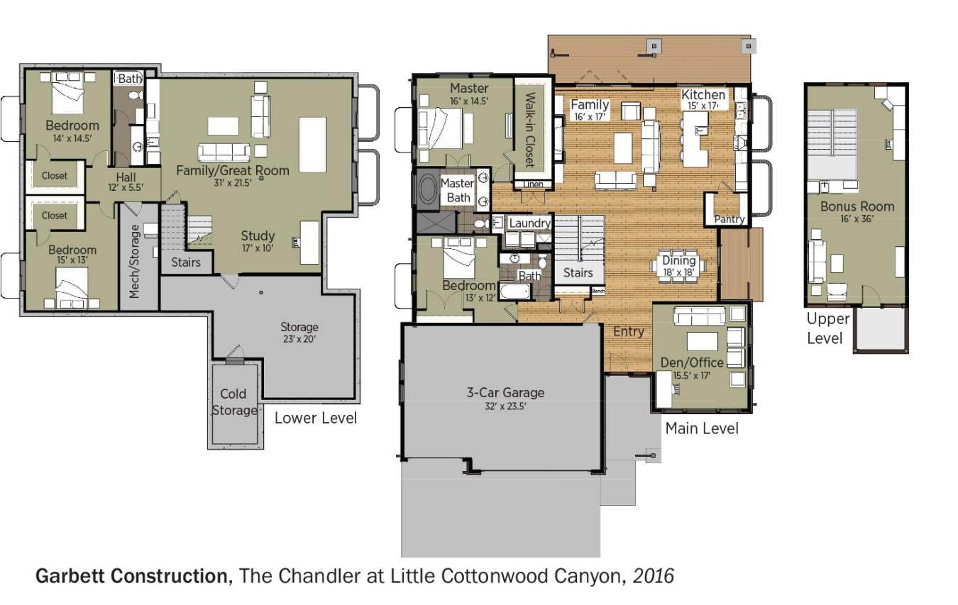 DOE Tour of Zero: The Chandler at Little Cottonwood Canyon by Garbett Construction floorplans.