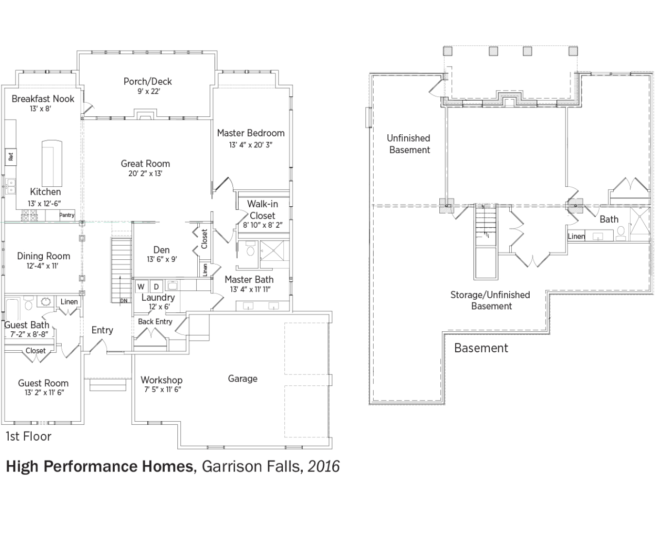 DOE Tour of Zero: Garrison Falls by High Performance Homes floorplans.