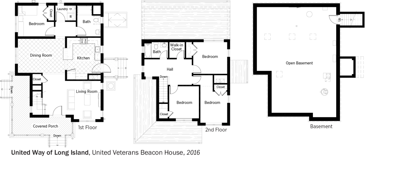 DOE Tour of Zero: United Veterans Beacon House by United Way of Long Island floorplans.