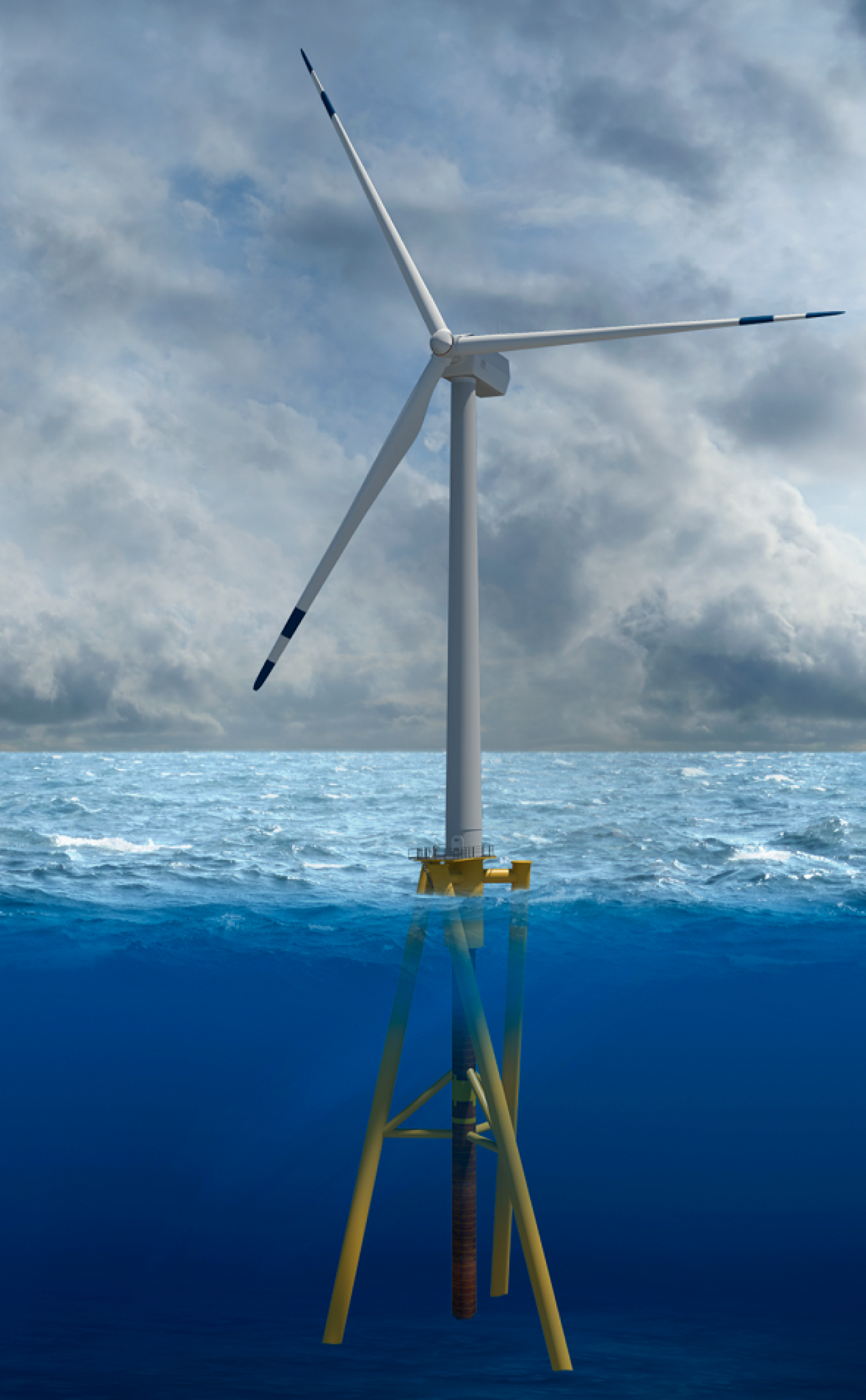 Offshore wind turbine with Twisted Jacket.