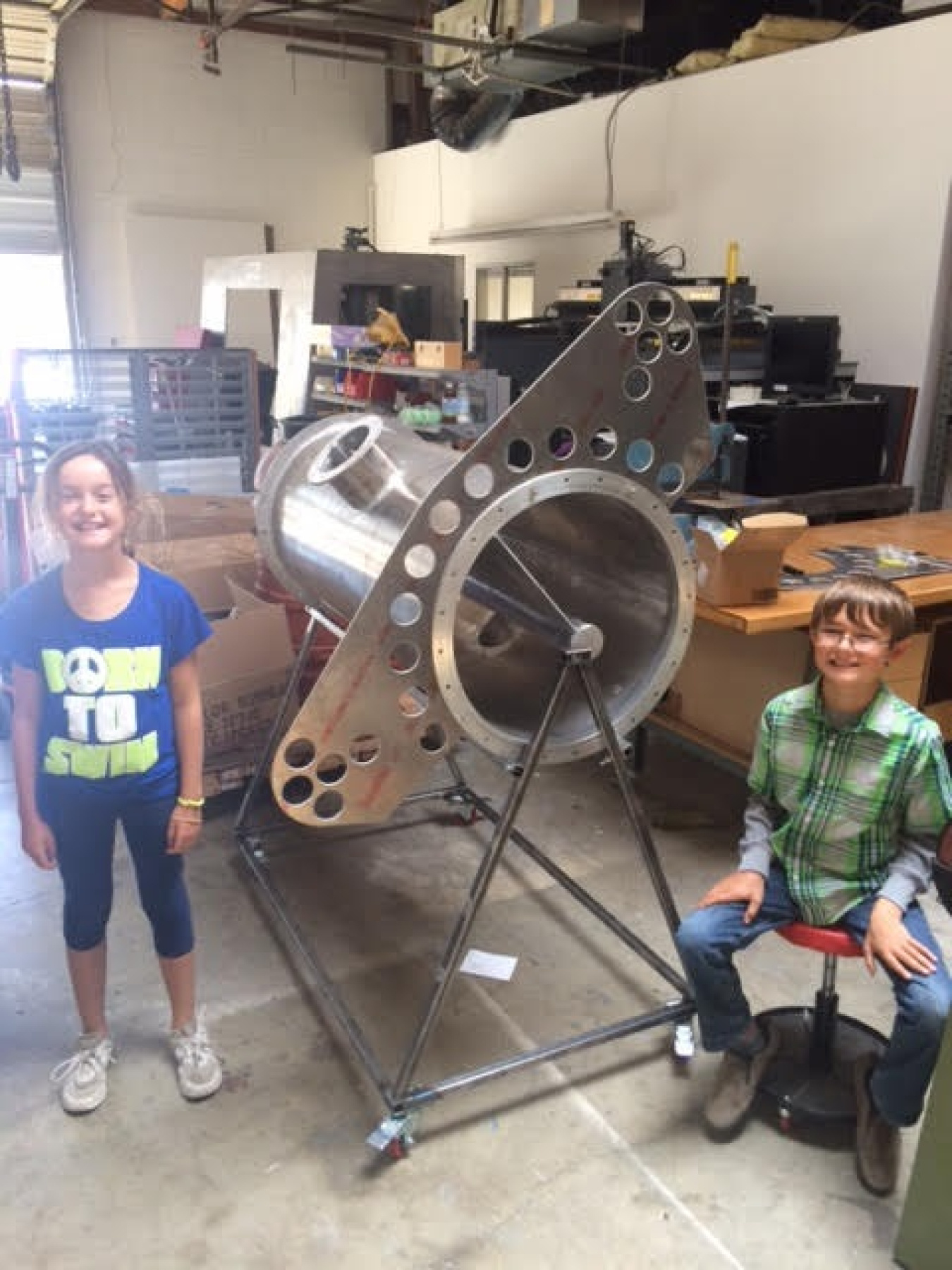 Photo 2 shows wave energy interns Gracie and Ollie providing scale to the first step in our assembly process