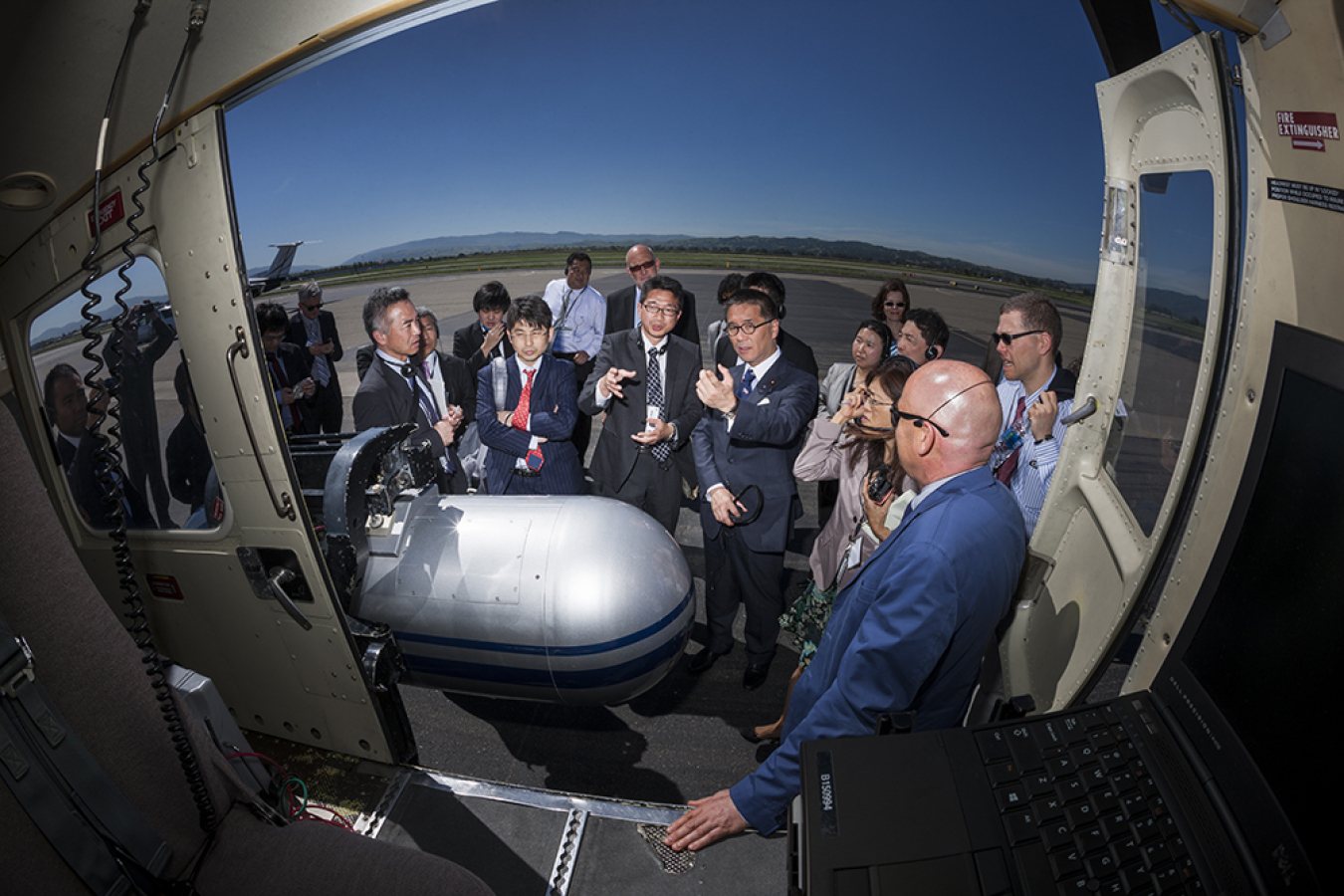 The U.S.-Japan Bilateral Commission on Civil Nuclear Cooperation tour one of NNSA's Aerial Measuring System helicopters