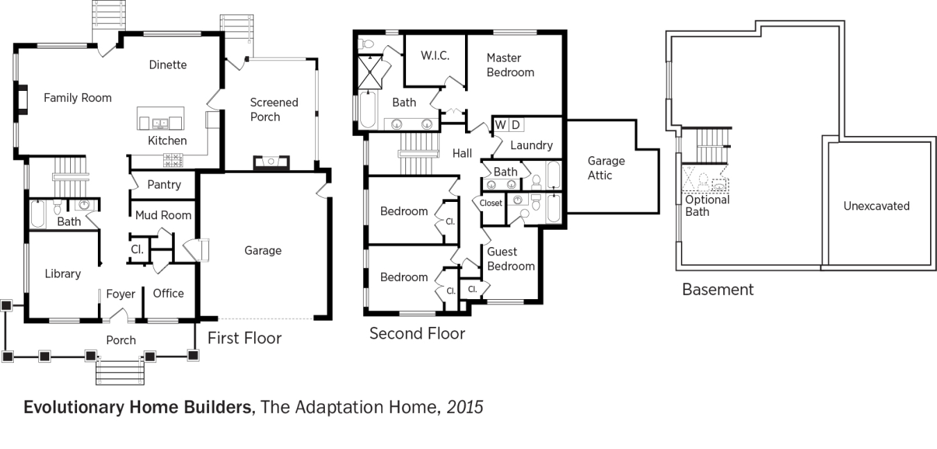 DOE Tour of Zero: The Adaptation Home by Evolutionary Home Builders LLC / Weiss floorplans.