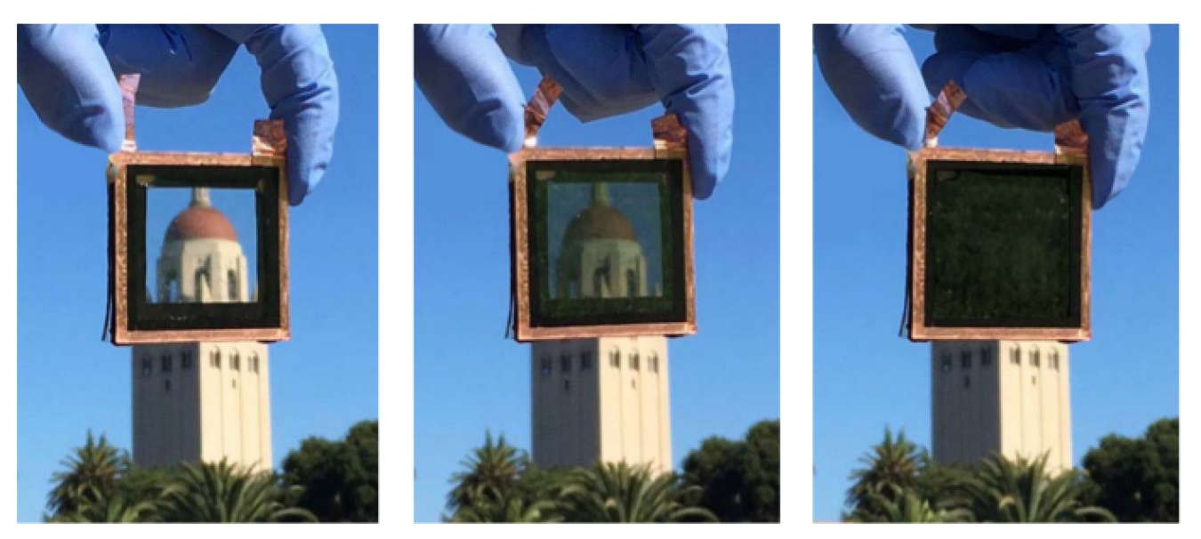 Photo of the window in its clear, partially tinted and dark states. Photo by Tyler Hernendez.