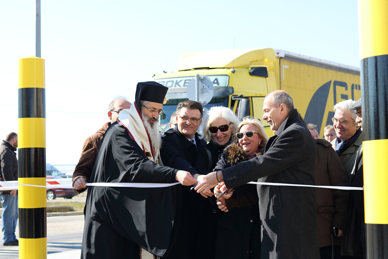 NNSA and Greek officials participate in the ribbon-cutting event at the Kipoi Border Station