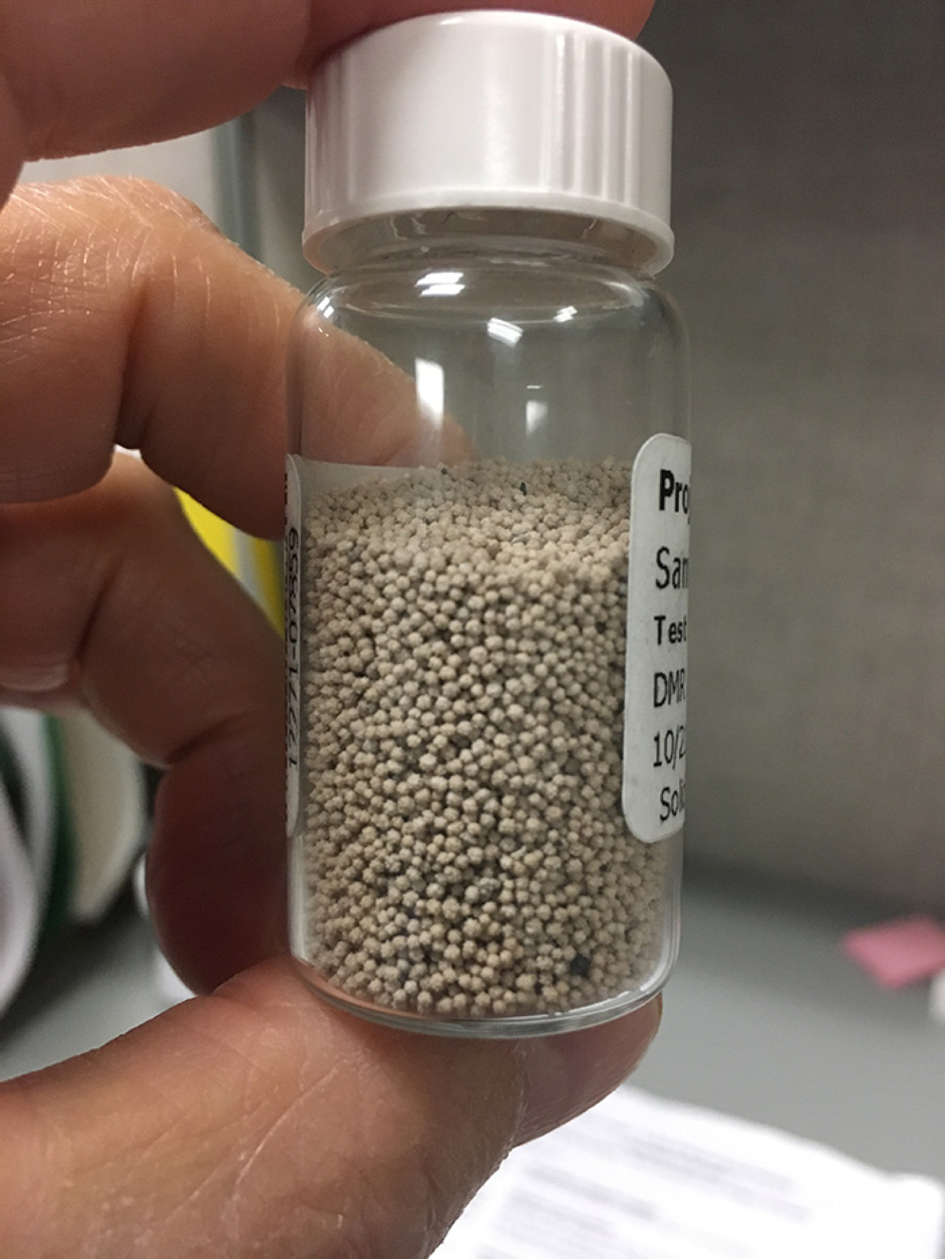 Treated simulant product from the last demonstration run at Hazen Research.