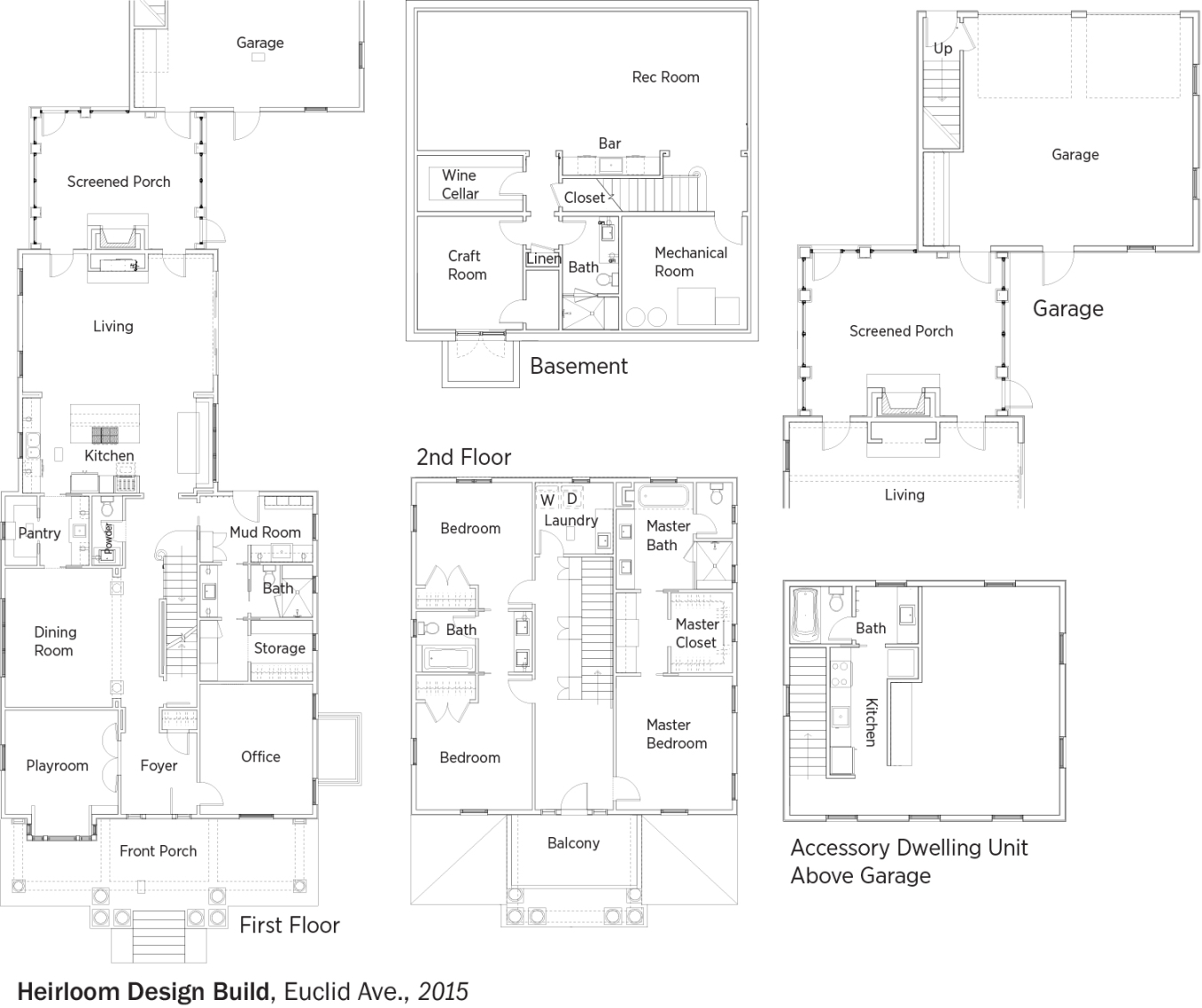 DOE Tour of Zero: Euclid Avenue by Heirloom Design Build floorplans.