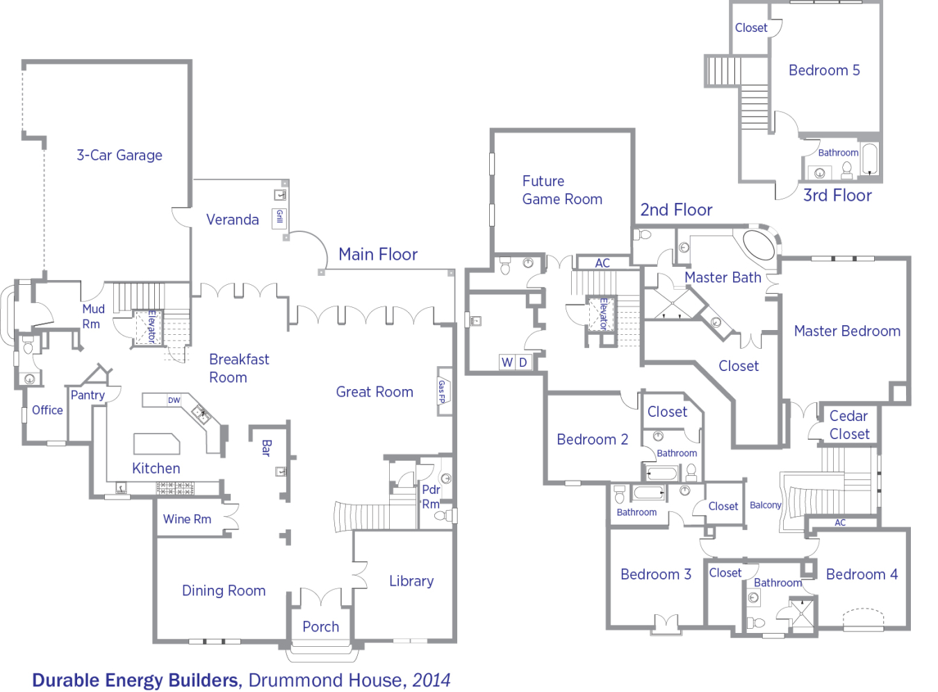 DOE Tour of Zero: Drummond House by Durable Energy Builders floorplans.