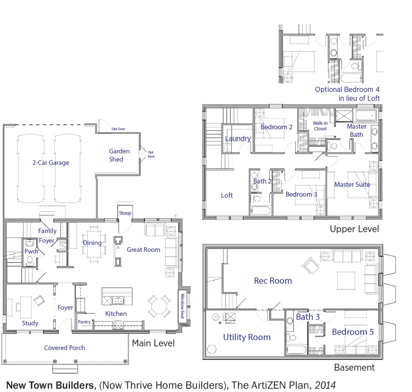 DOE Tour of Zero: The ArtiZEN Plan by New Town Builders floorplans.