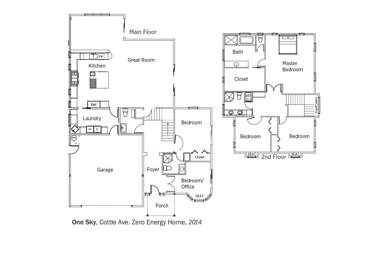 DOE Tour of Zero: Cottle Zero Net Energy Home by One Sky Homes floorplans.