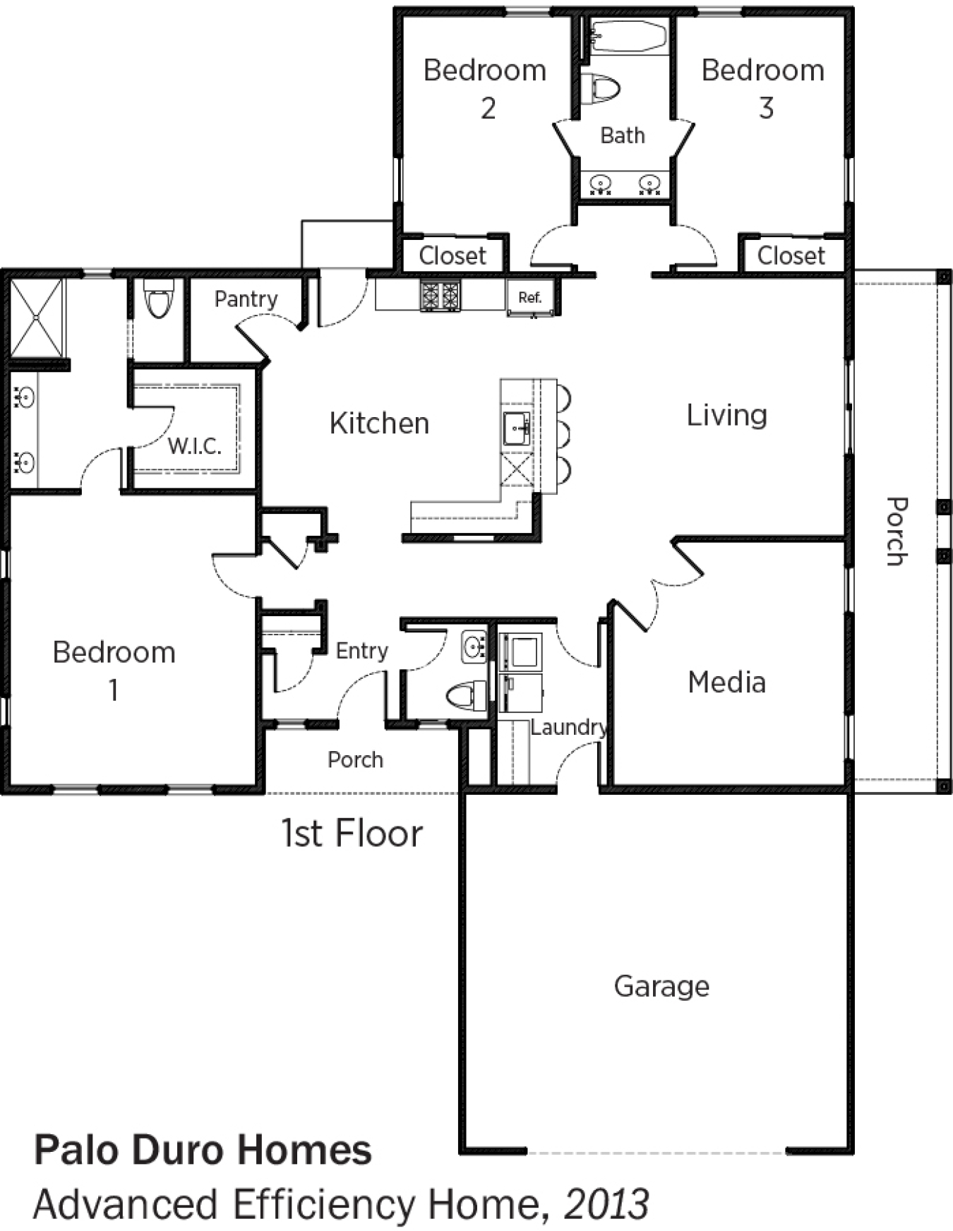 DOE Tour of Zero: Advanced Efficiency Home by Palo Duro Homes floorplans.