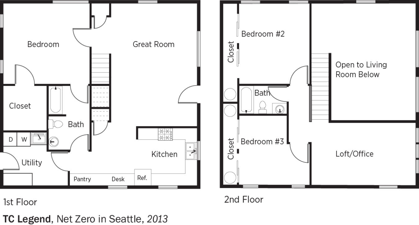 DOE Tour of Zero: Net Zero in Seattle by TC Legend Homes floorplans.