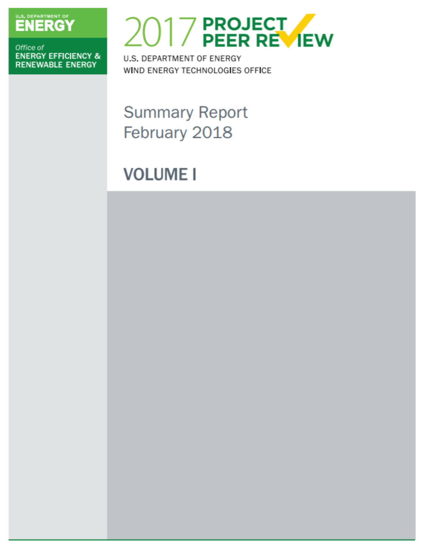 The cover of the Peer Review Report, Volume I