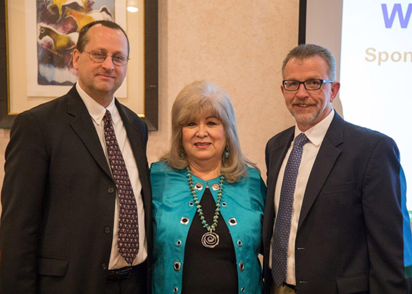Nuclear Waste Partnership (NWP) Intergovernmental/Public Affairs Coordinator Rose Scott was in Santa Fe, New Mexico recently with EM Carlsbad Field Office Manager Todd Shrader, left, and NWP President & Project Manager Bruce Covert.