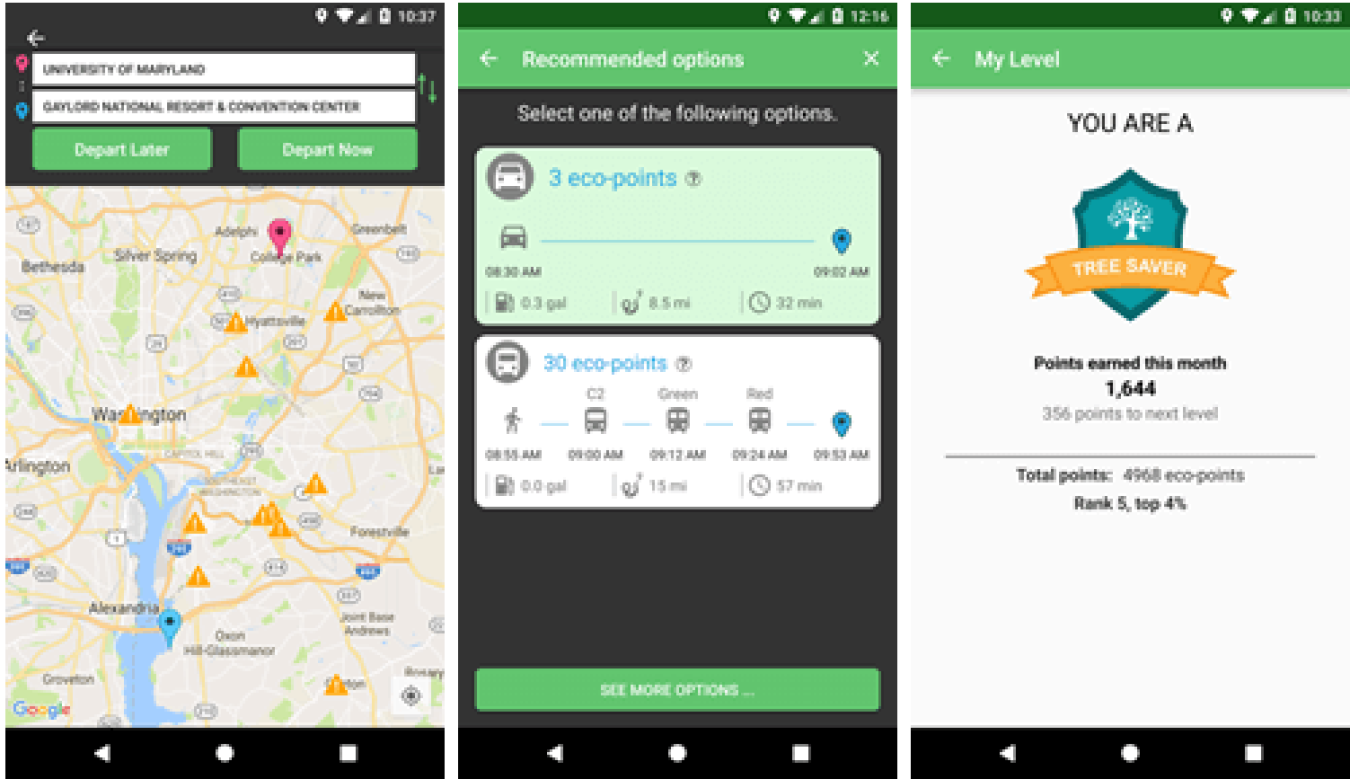 The Energy-Saving Travel App: University of Maryland TRANSNET