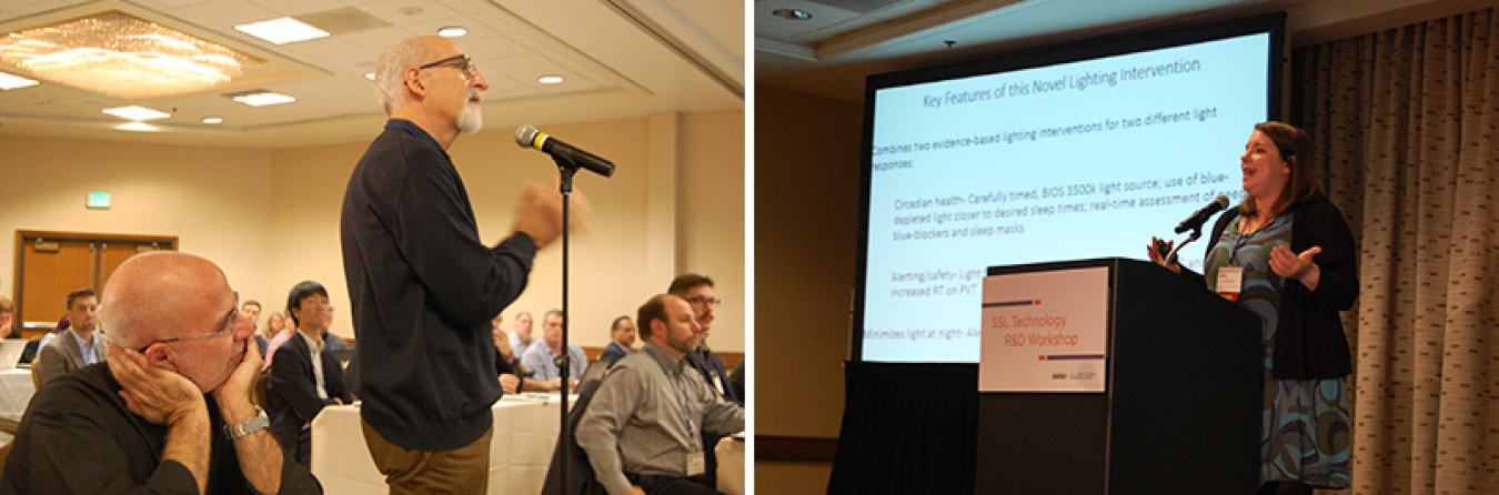 Gena Glickman of the University of California, San Diego, responds to an attendee’s question regarding the novel lighting strategies she and her team study toward improving the circadian and sleep health of nightshift workers.