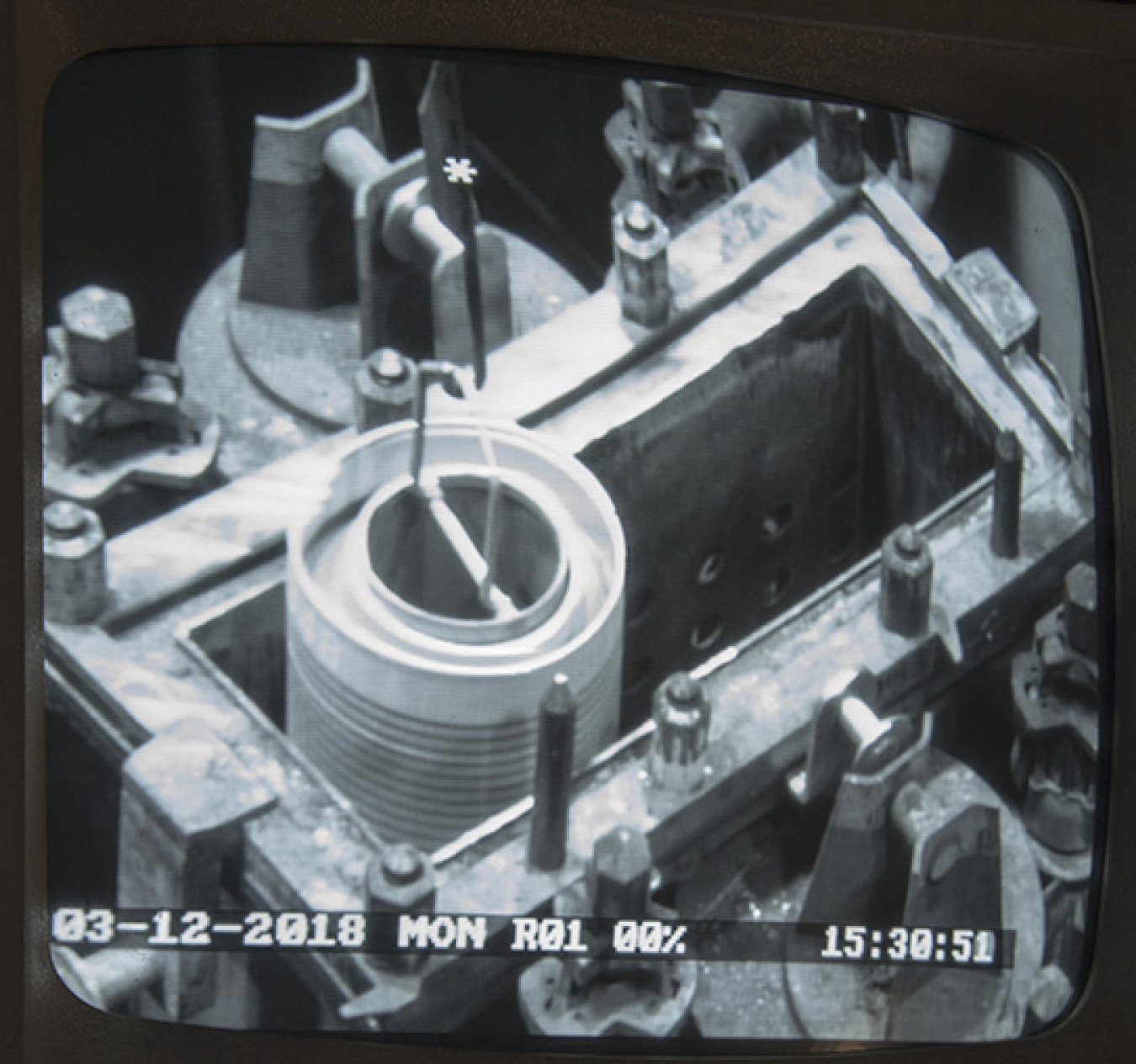 A High Flux Isotope Reactor core is dropped into the H Canyon dissolver.