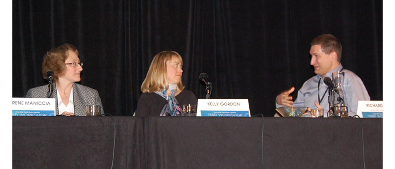 From left, Dorene Maniccia of Philips, Kelly Gordon of Pacific Northwest National Laboratory, and Rich Radke of Rensselaer Polytechnic Institute explored the convergence of SSL and IoT, and the exciting ways it’s changing how we light and use buildings.