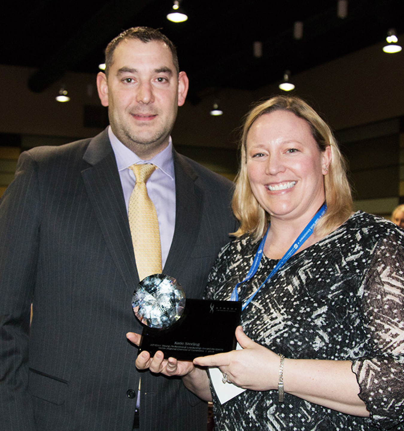 Katie Sterling celebrates her ATHENA award with her husband, Rick.