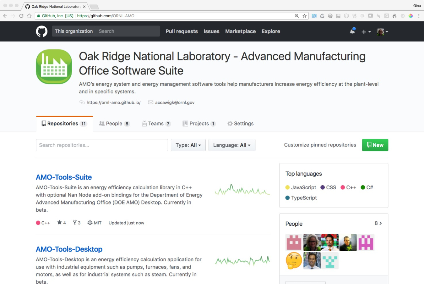 ORNL GitGub home page.