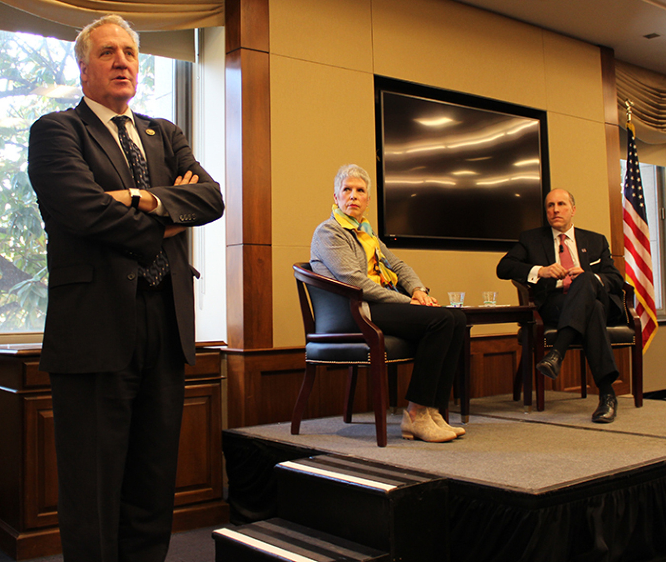 Rep. John Shimkus of Illinois addresses the audience at the event for the House Nuclear Cleanup Caucus.