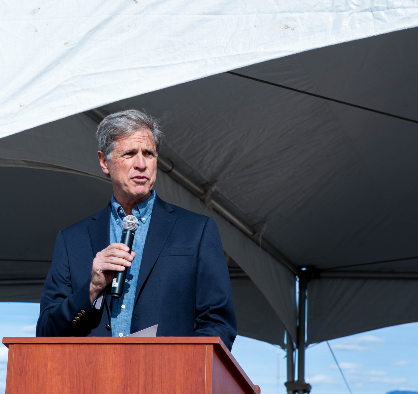 Mark Kautsky spoke briefly at a groundbreaking celebration