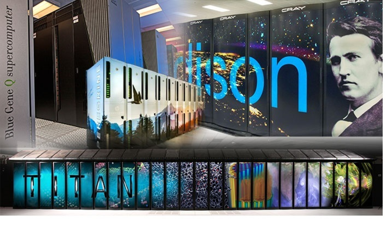 Picture collage of two high performance supercomputers.