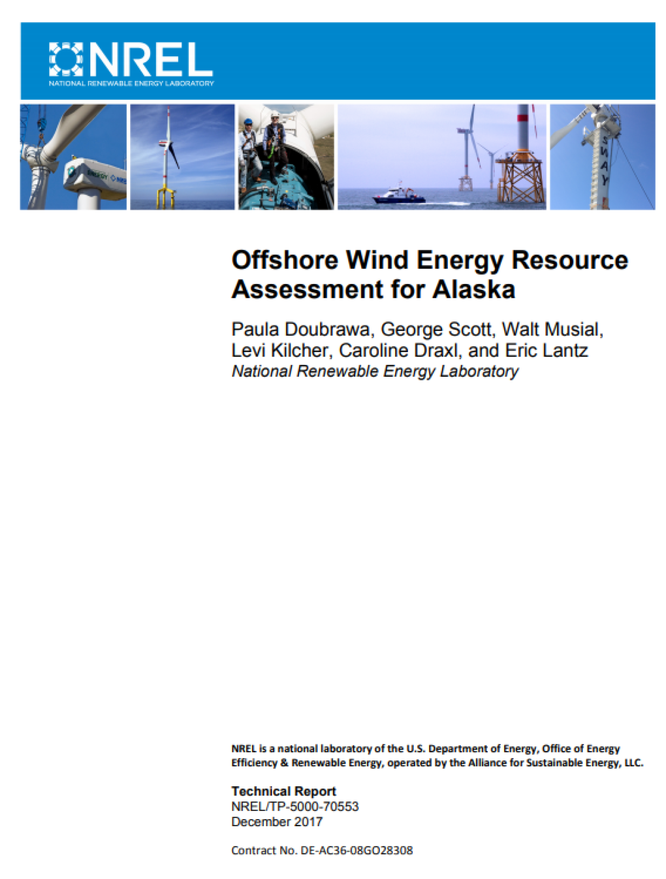 Cover of Offshore Wind Energy Resource Assessment for Alaska.