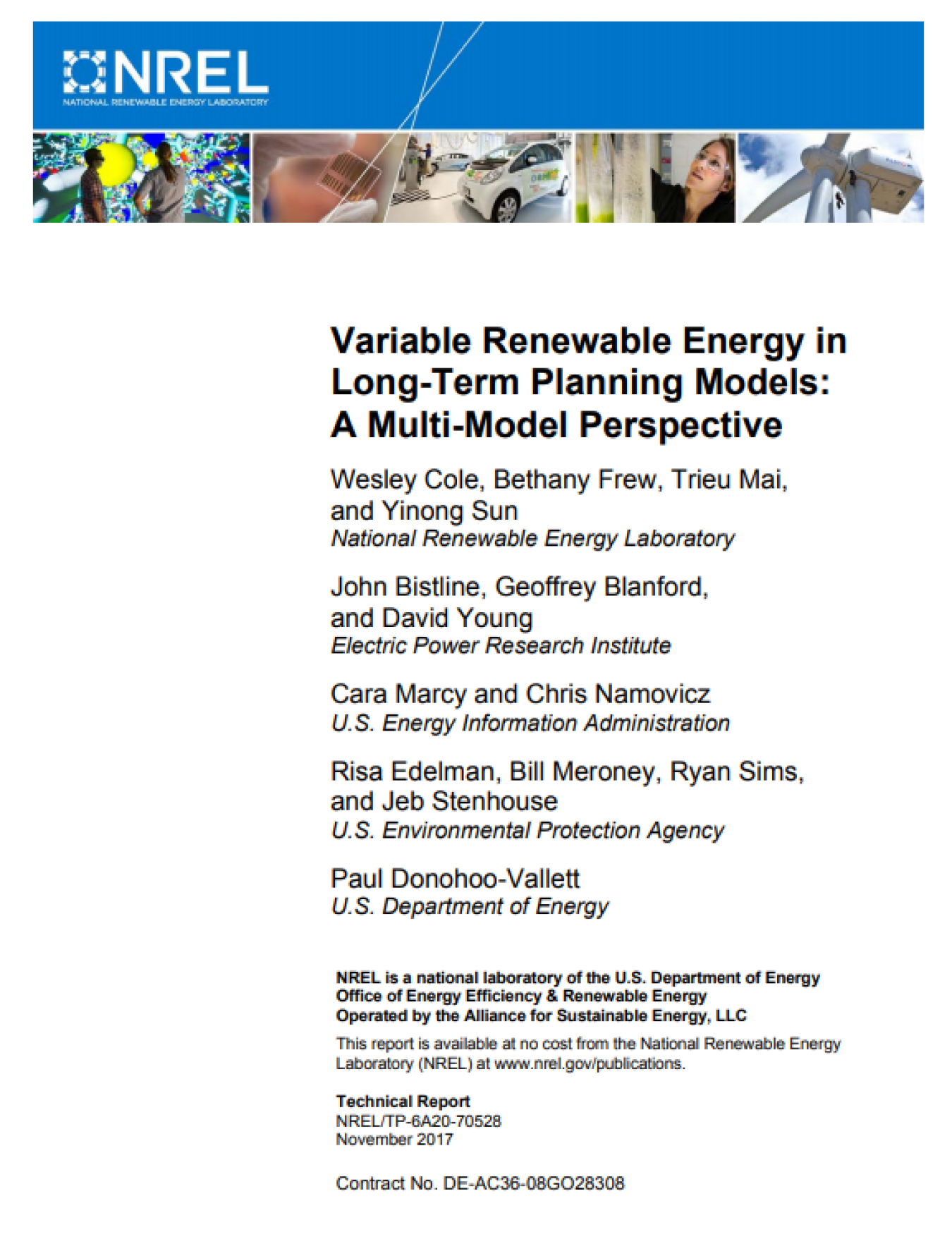 Cover of Variable Renewable Energy in Long-Term Planning Models: A Multi-Model Perspective.