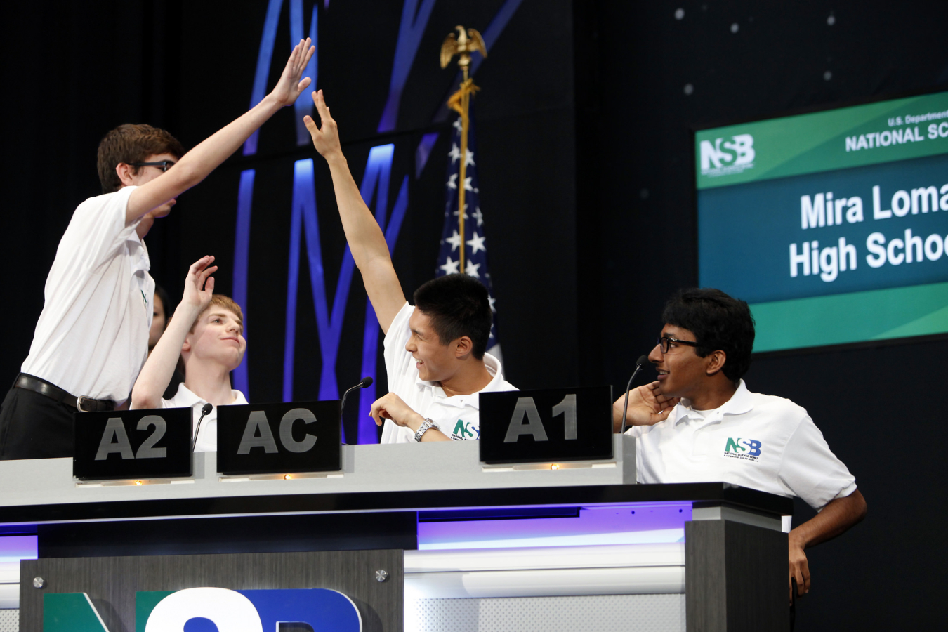 Mira Loma High School's Matt Kempster, Jack Gurev, Daniel Shen, and Arvind Sundararajan from Sacramento, California