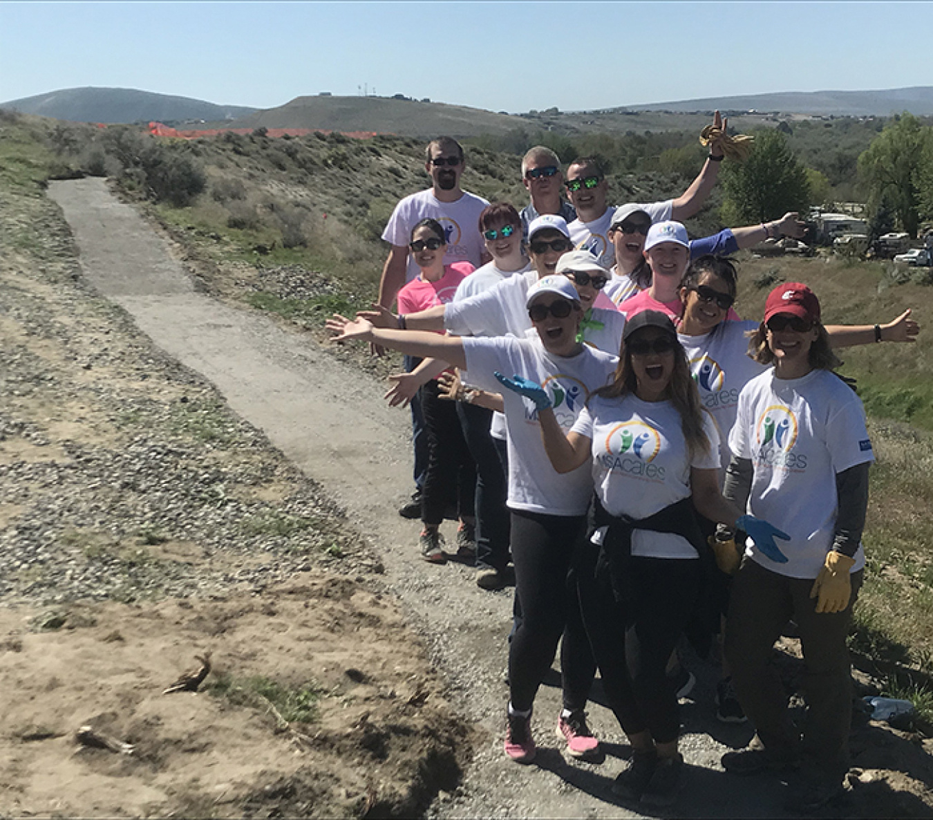 Volunteers working on reestablishing 1000 feet of trail