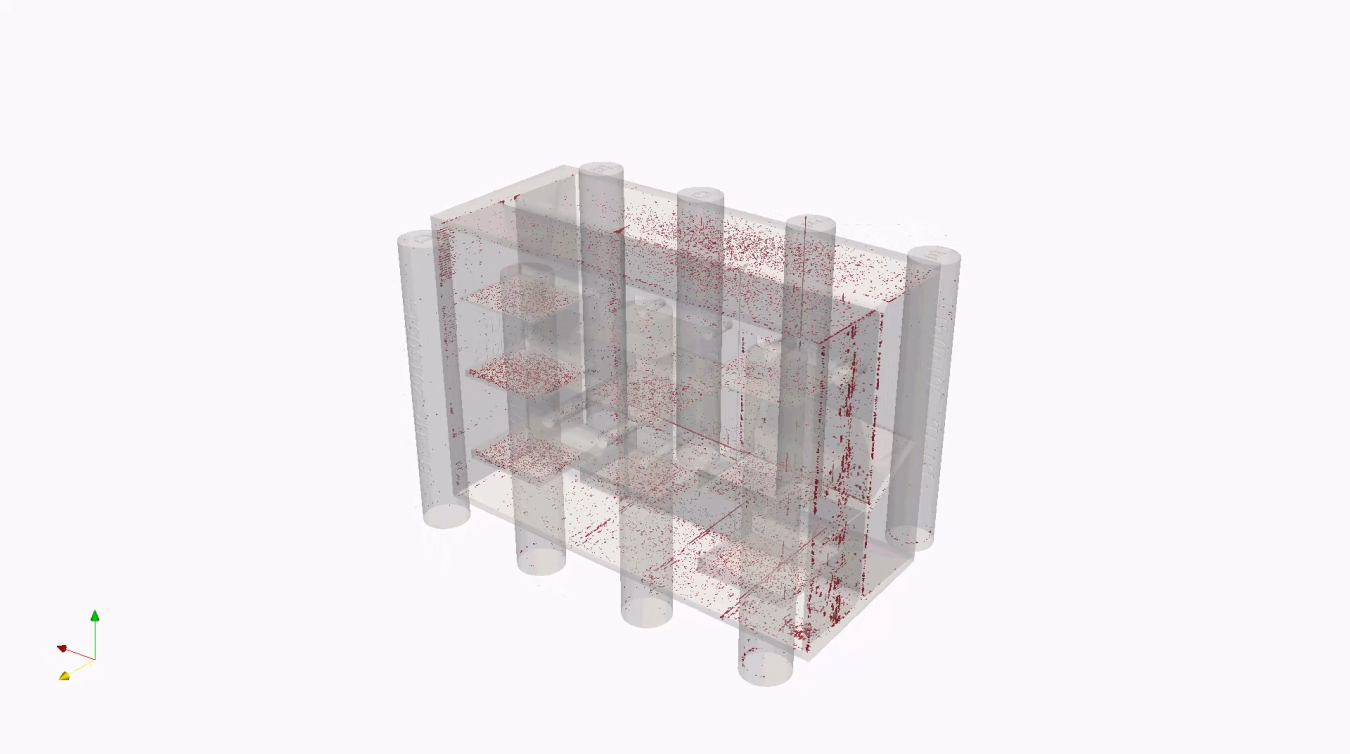 A rendering of a CAD file used for additive manufacturing.