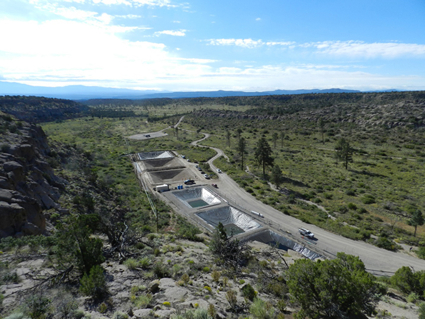 Storage basins at Mortandad Canyon, where EM is implementing an interim measure to arrest the migration of a chromium plume.