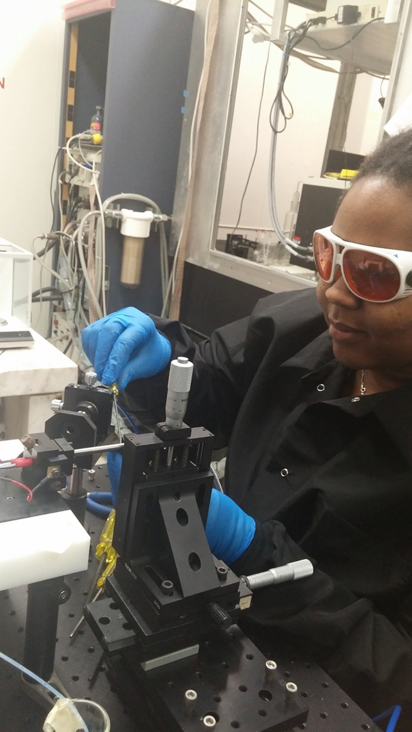 Shirmir Branch, pictured, worked on the non-pertechnetate technetium project at the Radiochemical Processing Laboratory at Pacific Northwest National Laboratory as part of her graduate studies.