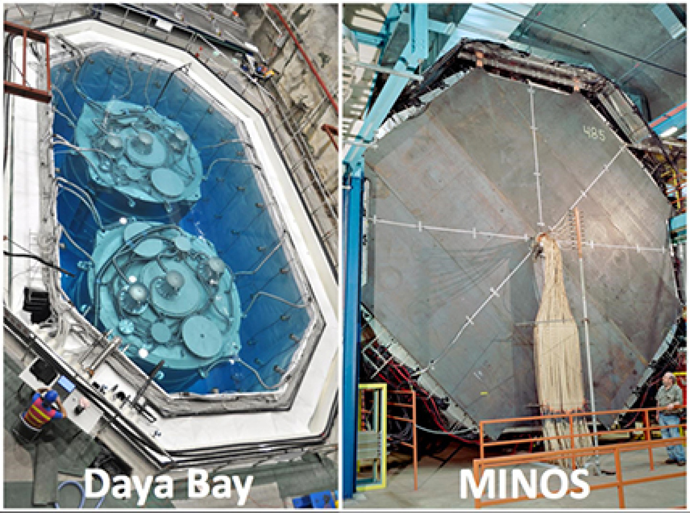 Detectors from the Daya Bay and MINOS neutrino experiments, in China and the United States, respectively.