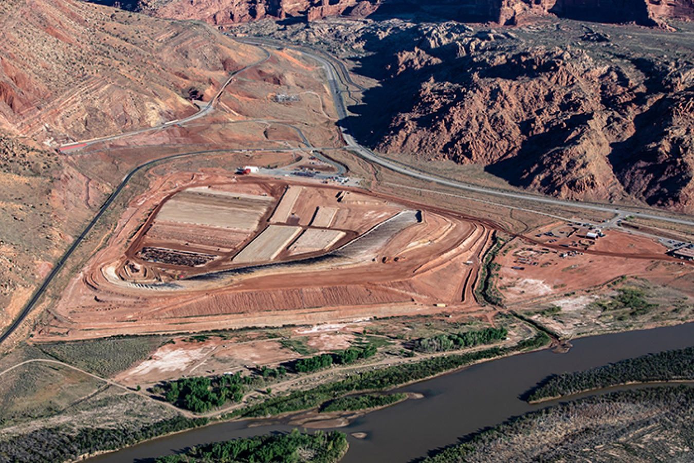 UMTRA's 130-acre tailings pile at center.
