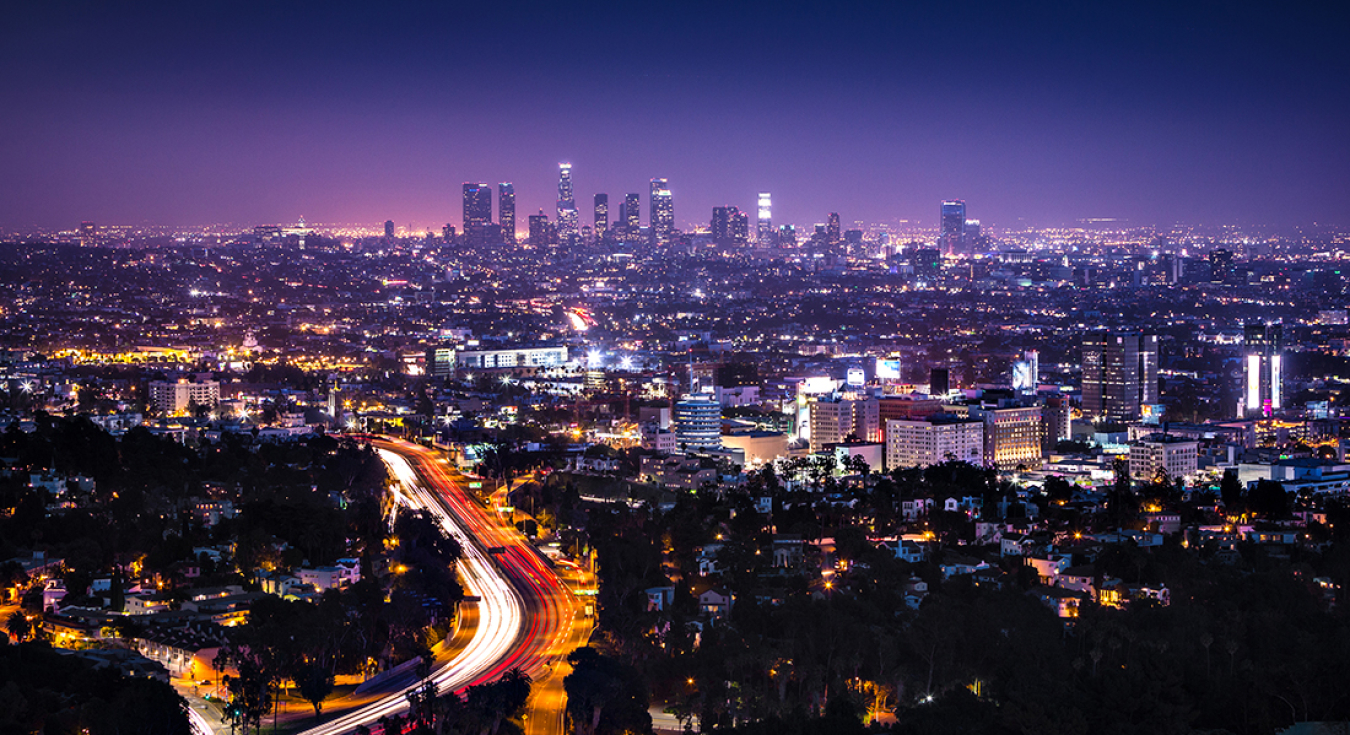 the night skyline of a city